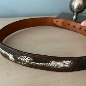 Men’s Leather Brown Belt with Eagle